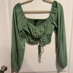 Forever 21 Green Crop Top with Tie Front